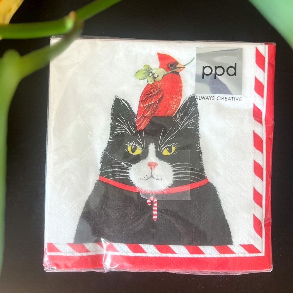 Tuxedo Cat Holiday Napkins 🎄